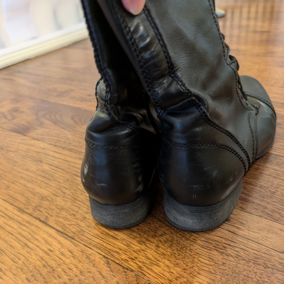 Black Leather Lace-Up Boots - Picture 3 of 5
